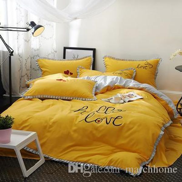 

new letter cartoon cat printed washable cotton bed with four pieces trendy washable cotton bed with four pieces nordic style bedding