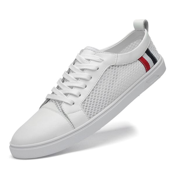 

men's sneakers genuine leather shoes mesh sneakers breathable walking shoes size 38-46 black white