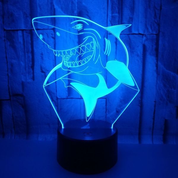 

2018 foreign trade new shark 3d small night-light colorful touch remote control led vision lamp gift atmosphere desk lamp