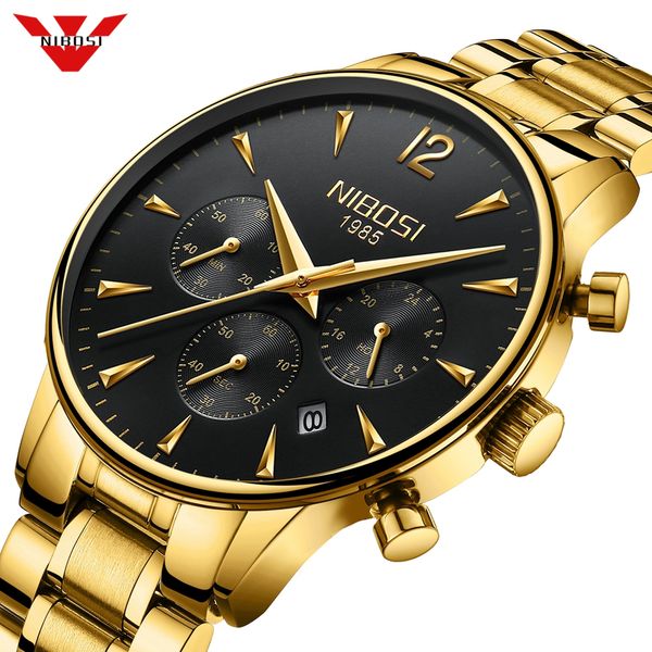 

nibosi luxury brand watch men sport watches waterproof quartz male clock military wrist watch relogio masculino montre 2019 saat, Slivery;brown