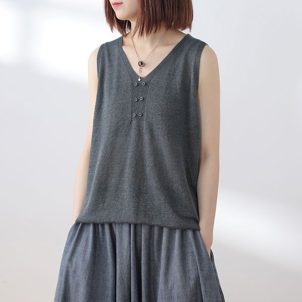 

women's blouses & shirts women vest fashion 2021 t shirt summer style knitted cotton linen sleeveless v-neck female clothes casual, White