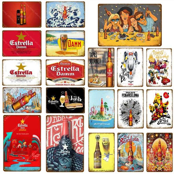 

питьевое пиво вино estrella damm металлические знаки паб бар ресторан кухня главная декор стены старинные картины искусства плакат