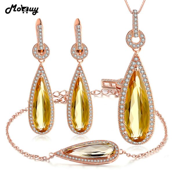 

mobuy romantic pear citrine natural gemstone 3pcs jewelry sets fine jewelry for women wedding 100% 925 sterling silver v047ehn, Black