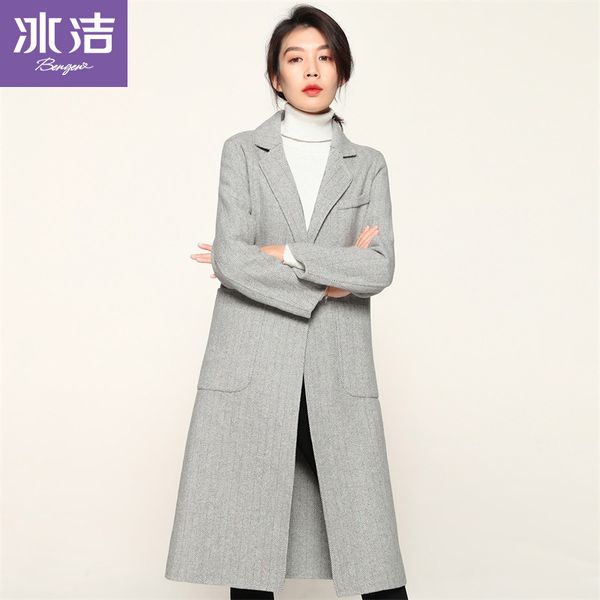 

bg wool women plus size loose elegant single breasted woolen coat womens korean casual coats j80530042, Black