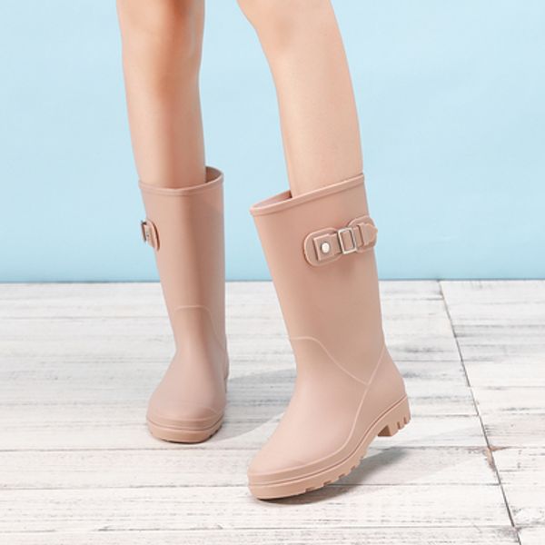 

new arrivel quality lady rain boots fashion pvc rubber women shoes thick bottom ladies short rainboots with plush winter, Black