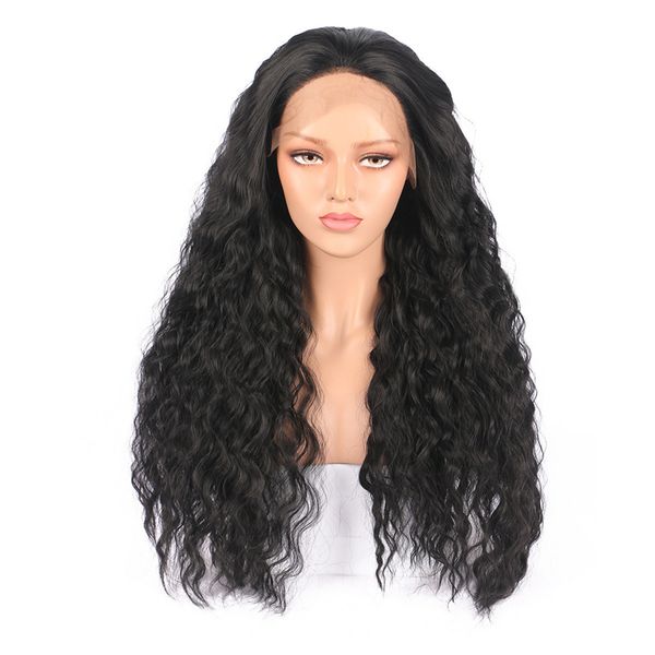

woman lace front wigs long curly synthetic hair wigs 18-26inch natural black corn scalding lifelike realistic
