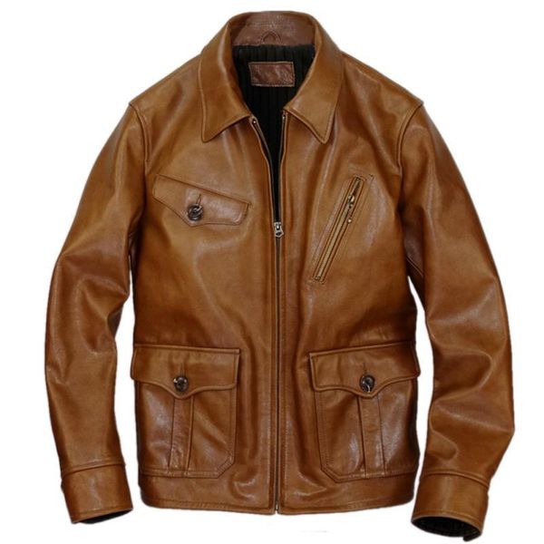 

men's leather & faux 2021 brown men american casual style jacket plus size xxxl genuine cowhide autumn slim fit coat, Black