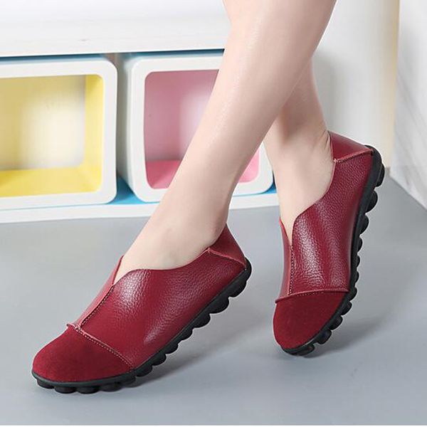 

spring autumn women flats shoes women genuine leather shoes designer loafers slip on soft plus size 43 c005, Black