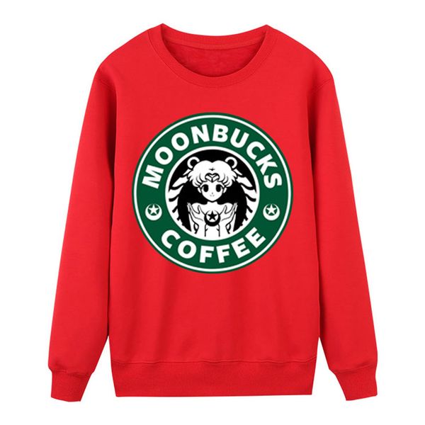 

japan anime sailor moon women hoodies moonbucks new spring winter sweatshirt fleece harajuku hoody hip hop sailormoon streetwear, Black