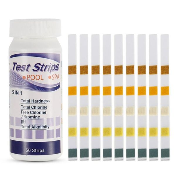 

2 bottles swimming pool ph test paper residual chlorine 5-in-1 ph value alkalinity hardness test strip tester pool d3