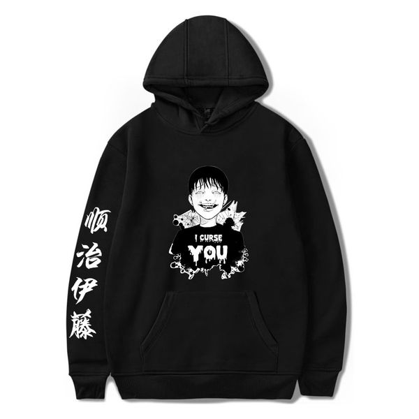 

japanese famous horror comics junji ito printed cool hoodies sweatshirt new women men winter casual fashion hoodies plus size, Black
