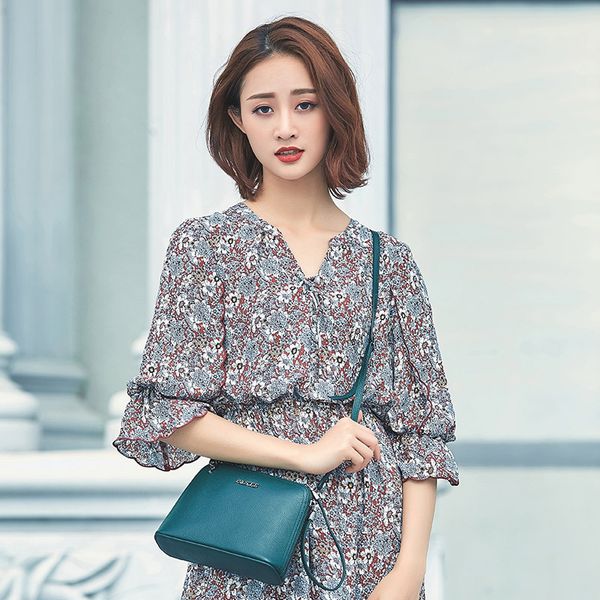 

new mini shell bag leather women's bag fashion small head layer cowhide one-shoulder slanted female