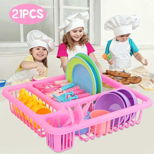 

детей притворяться, играть кухни, кухни playset мыть и сушить посуду тарелка игрушка стойка с крылом y200428