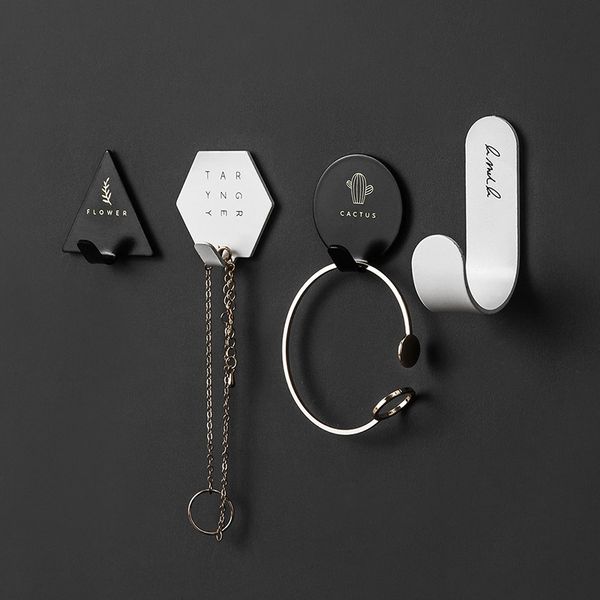

4pcs/set strong adhesive hook stainless steel punch-seamless wall hook creative single coat towel bags