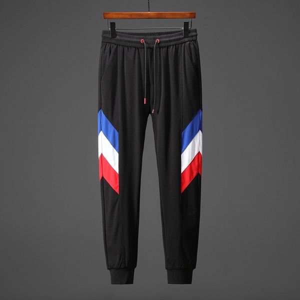 

2019 new spring and summer casual fashion pants. pure color advanced printing work, heavy industry embroidery quality.198, Black