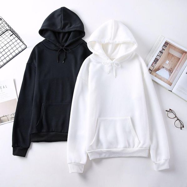 

women's hoodies & sweatshirts oversized women solid color harajuku hooded casual female white black thick winter clothes loose hoodie