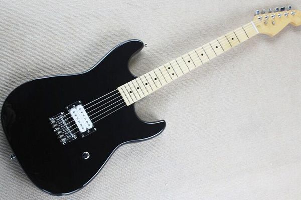 

бесплатная доставка завод черный гитара электрическая с maple грифа dots ладу инкрустация, chrome аппаратные средства, h pikcup, можно подго