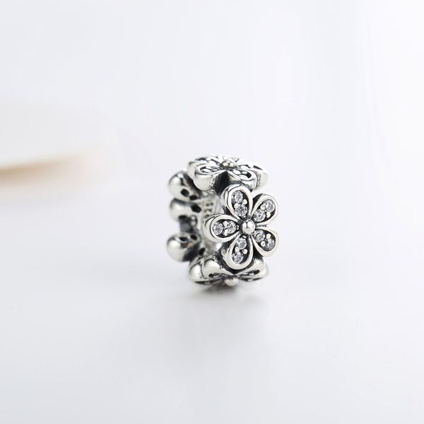 

новый подлинный реальный стерлингового серебра 925 пробы весна ромашка цветок распорка pandora клип шарик прелести подходят пандора браслет, Black