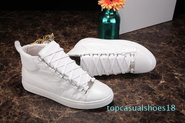 

2019 new designer name brand man casual shoes flat kanye west fashion wrinkled leather lace-up high trainers runaway arena shoes 46 t18, Black