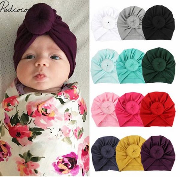 

2020 children accessories newborn toddler kids baby boy girl turban cotton beanie hat winter warm soft cap solid knot soft wrap, Slivery;white