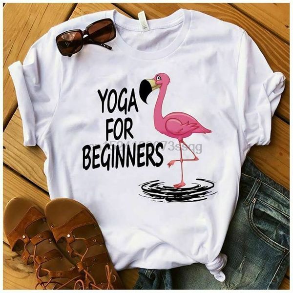 

фламинго йога для начинающих дам футболка хлопок s-3xl, White;black