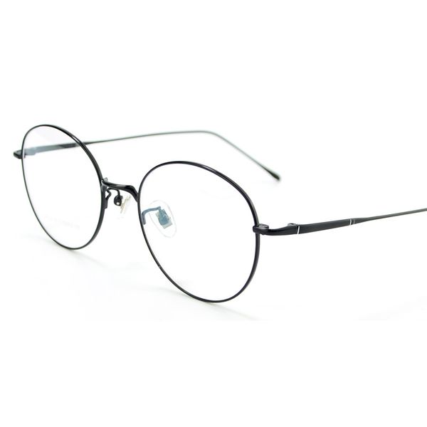 

135 one-piece temple titanium frame eyeglass women round-frame prescription computer goggles glasses eyewear frames men brand, Black