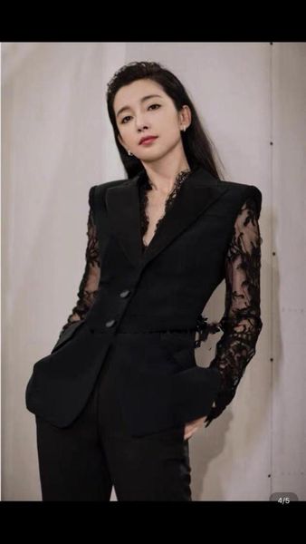 

2020 spring fashion women lace patchwork wool blazer coat female casual jacket outerwear gdnz 12.1, White;black