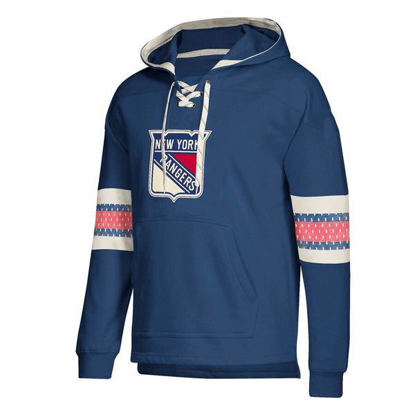 

new york designer hoodies rangers jersey lace-up pullover hoodie blue with splicing draw string full sleeves stitched brand logo, Blue;black