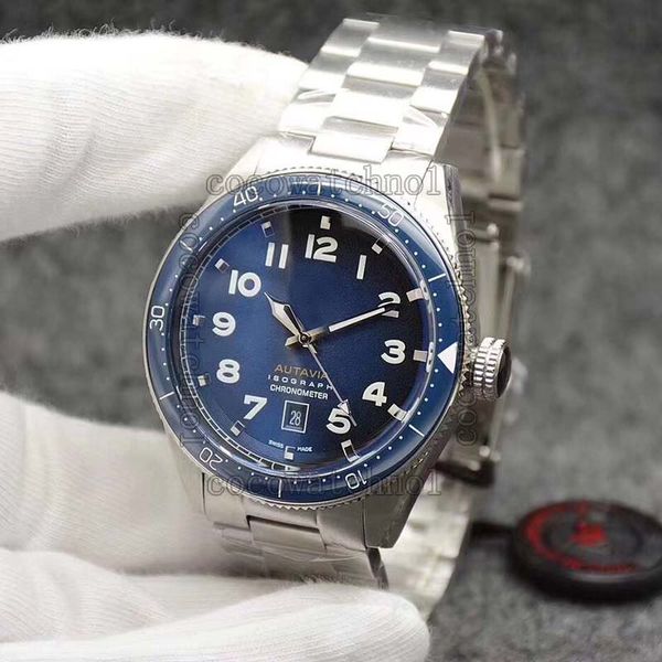 

горячая мода desingers мужские часы высокое качество autavia wbe5110 механизм с автоподзаводом циферблат 44 мм двунаправленный вращающийся к, Slivery;brown