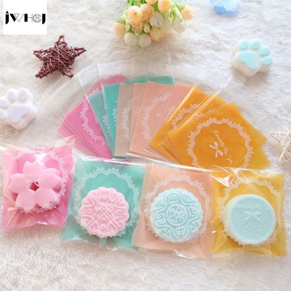 

100 pcs bowknot bud silk adhesive bag cookies diy gift bags for christmas wedding party candy &handmade soap packaging bags