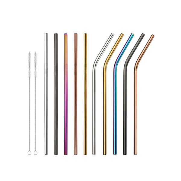

eco friendly reusable straw 304 stainless steel straw metal drinking straws set