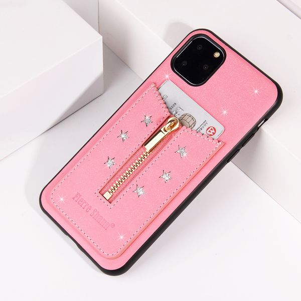 

designer phone case for iphone 11/ 11pro/11promax fashion iphone xs max xr x/xs 7p/8p rear cover with zipper card pocket 3 colors wholesale
