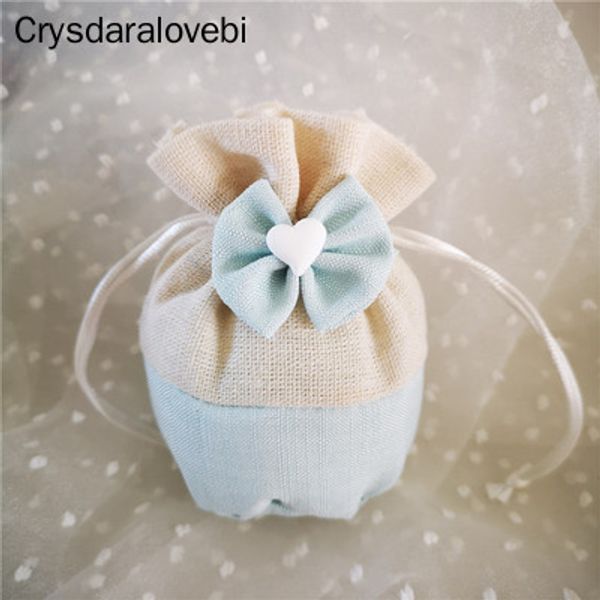 

creative green drawstring gift pocket candy packing bags small flower cotton bag for wedding favors decoration party supplies