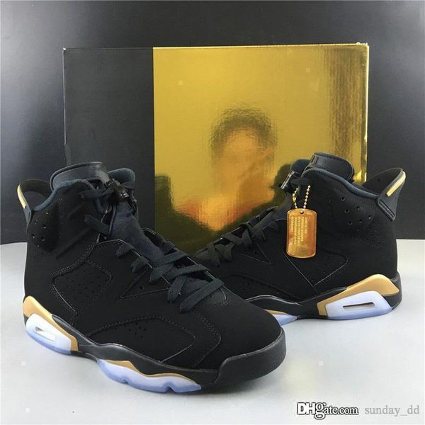 

air authentic 6 dmp defining moment black retro man basketball shoes black nubuck upper metallic gold 6s sports sneakers ct4954-007