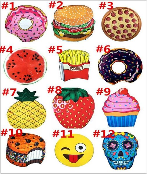 

new stylish round towel beach pineapple watermelon donut mandala beach towel beach round tower oversized yoga mat picnic mat 12 styles