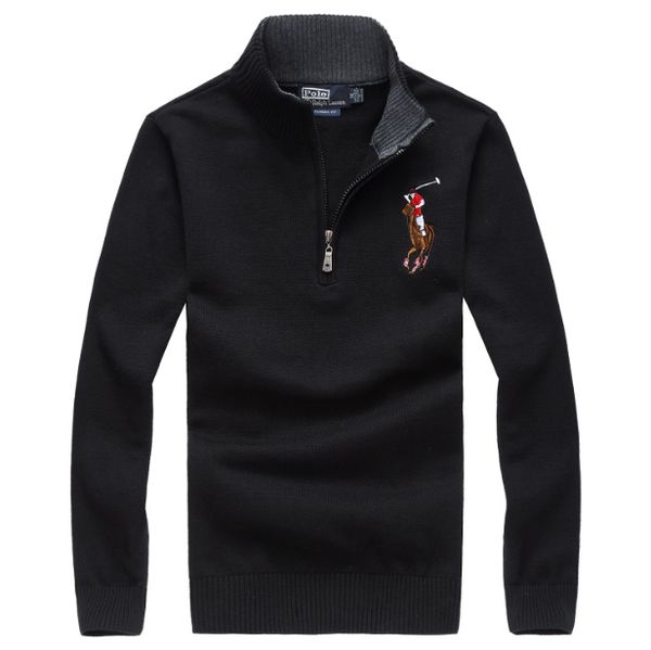 

mens designer sweater ralph polo lauren trendy brand embroidered pony logo sweater zip half cardigan pullover casual mens casual sweater, White;black