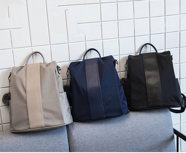 

casual waterproof backpacks high-capacity women's bag nylon bags plush pendant travel backpacks for school teenagers girls bag