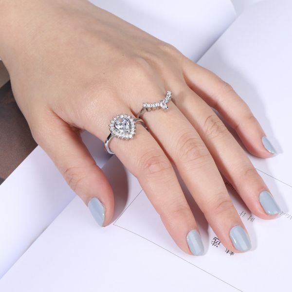 

water drop ring set wedding engagement rings for women anillos mujer anel bagues pour femme vintage flowers ring, Slivery;golden