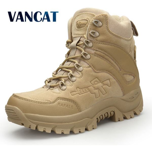 

vancat big size 39-46 desert tactical mens boots wear-resisting army boots men waterproof outdoor hiking men combat ankle boots t200327, Black