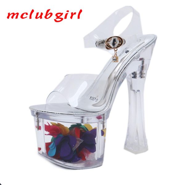 

mclubgirl 18-20cm autumn nightclubs shoes waterproof platform roman fish mouth ladies super high-heeled sandals lfd-10367-9, Black