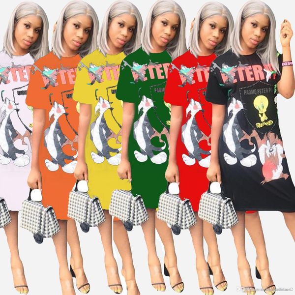 

3d printed summer womens dress short sleeve casual ladies designer crew neck dresses loose womens dresses, Black;gray