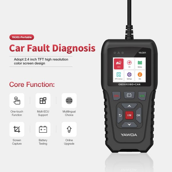 

ya301 multifunctional car engine code reader obd auto full-auto scanner