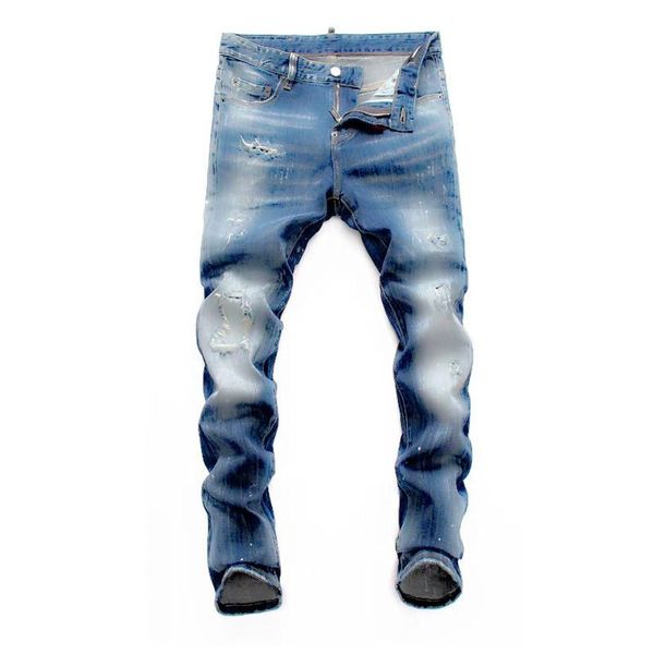 

19ss мужские роскошные дизайнерские джинсы черные рваные штаны лучшая версия мода италия бренд высокого качества велосипедиста лидеры продаж, Blue