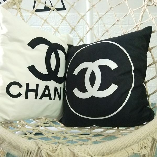 

45*45 cm creative nordic black and white pillowcase geometric lattice striped english letters simple sofa pillowcase(no pillow