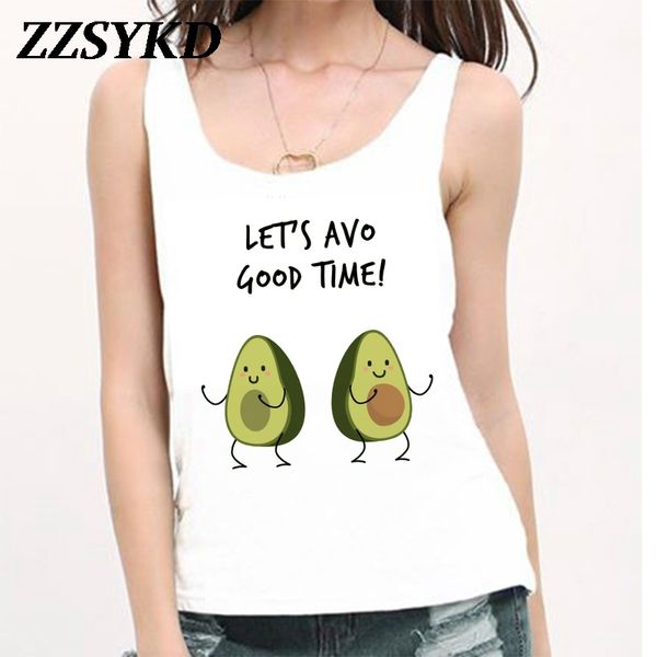 

women's t-shirt 2021 summer t-shirts harajuku kawaii cartoon avocado sleeveless women casual graphic tee femme 90s kpop oversized, White