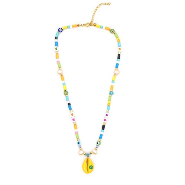 

shinus freshwater pearl shell necklace women evil eye gift enamel tile choker necklaces jewelry bijoux femme patchwork collares, Golden;silver