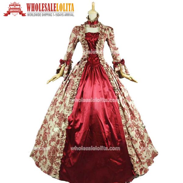 

sale georgian victorian gothic period dress prom gown reenactment theatre clothing, Black;red