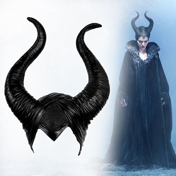 

halloween cosplay maleficent witch horns hat headwear mask headgear helmet party black queen halloween cosplay accessories, Silver