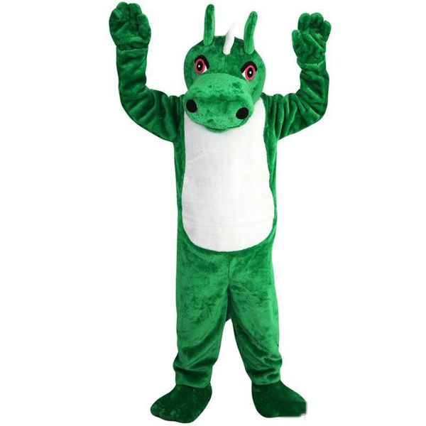 2019 costumi della mascotte del drago del dinosauro verde di vendita calda per il vestito operato dall'attrezzatura di Halloween del circo di natale degli adulti Trasporto libero