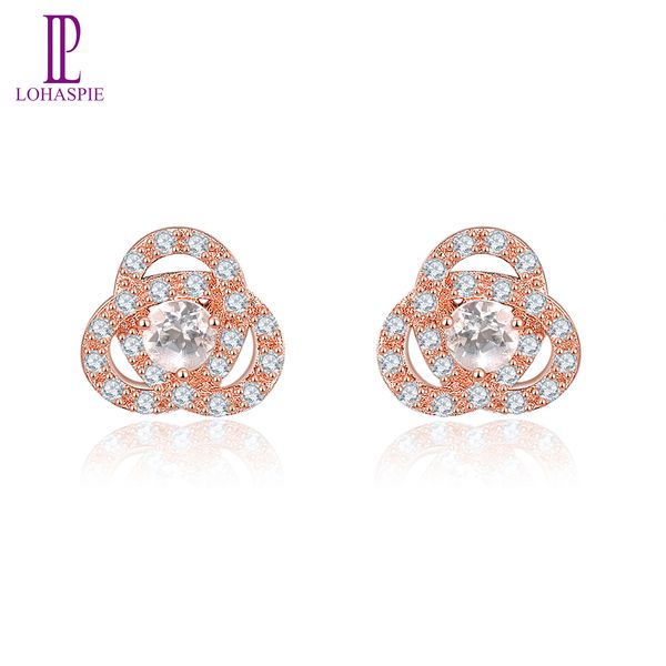 

morganite stud earrings solid 925 sterling silver cubic zirconia fine pink gemstone elegant jewelry for women gift korean rose gold plated, Black